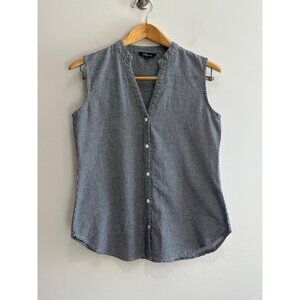1 Bliss Lane Gingham Print Sleeveless Button Up Shirt Womens M Black 90s